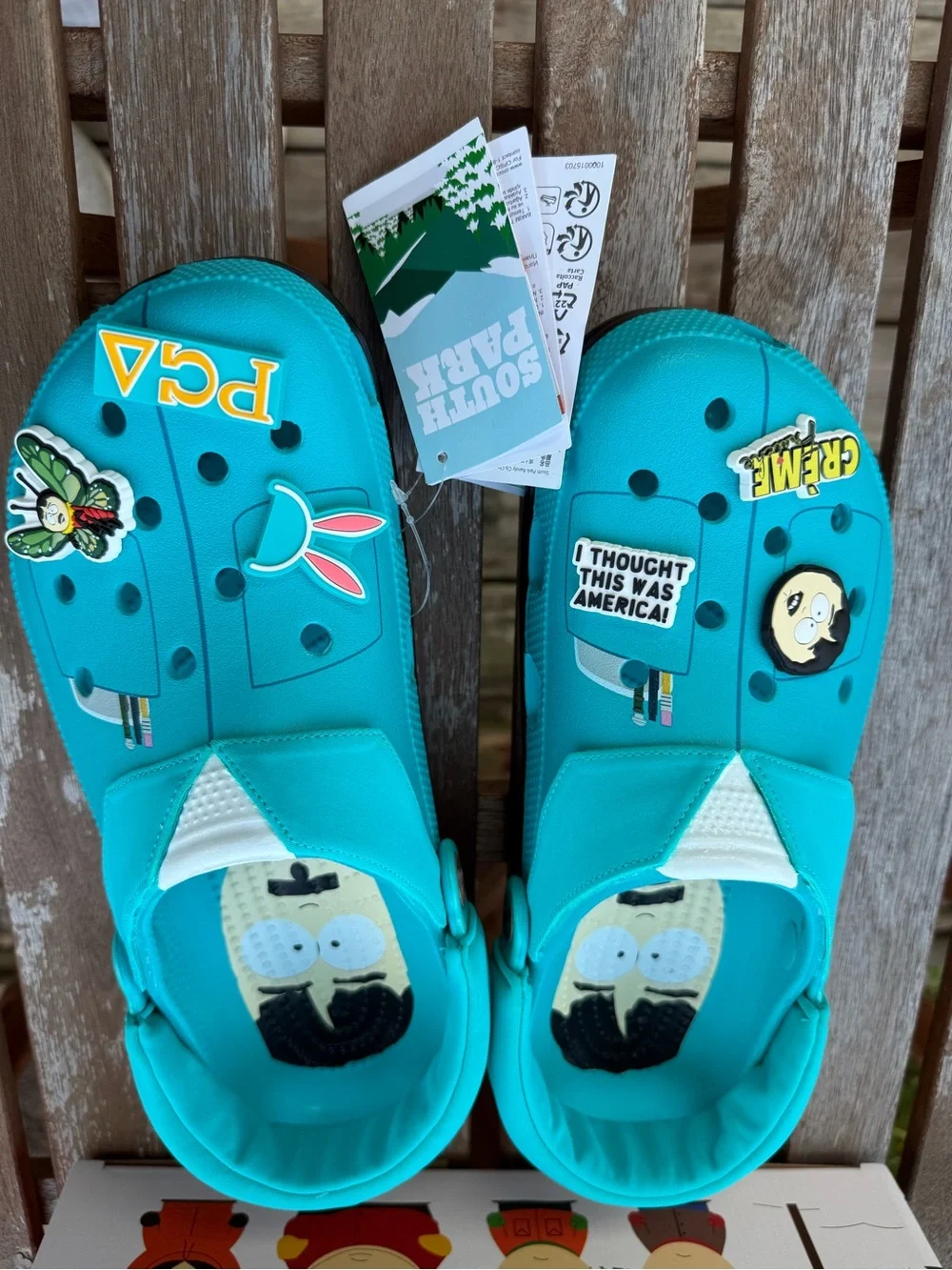 CROCS mens South Park Teal Slip-On Clogs new